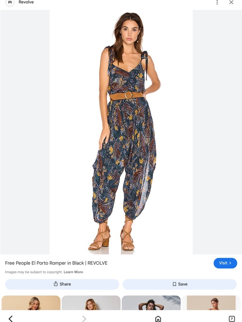 Free People El Porto Printed Harem Jumpsuit in Black and Yellow Floral